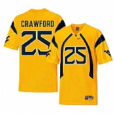 West Virginia Mountaineers 25 Justin Crawford Gold College Football Jersey Dzhi,baseball caps,new era cap wholesale,wholesale hats